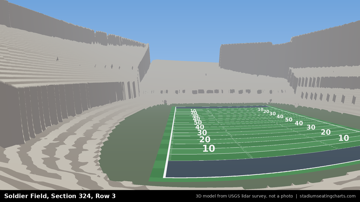 View from Soldier Field Section 324, Row 3, looking toward the field
