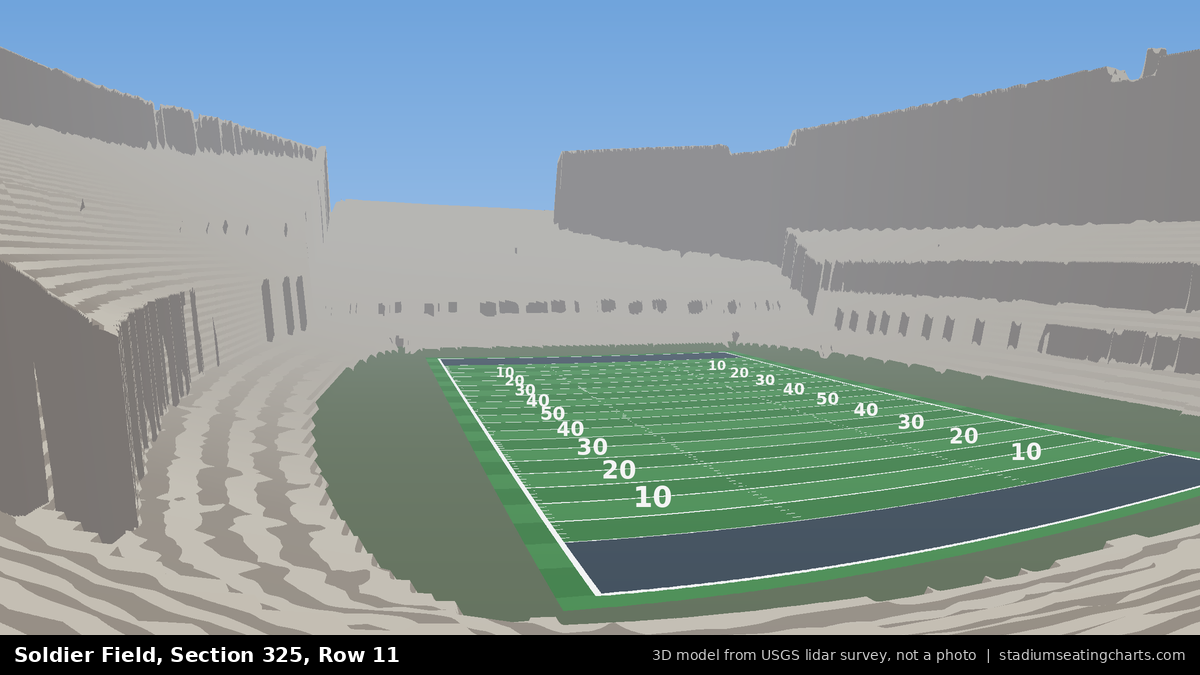 View from Soldier Field Section 325, Row 11, looking toward the field