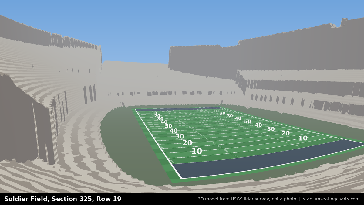 View from Soldier Field Section 325, Row 19, looking toward the field