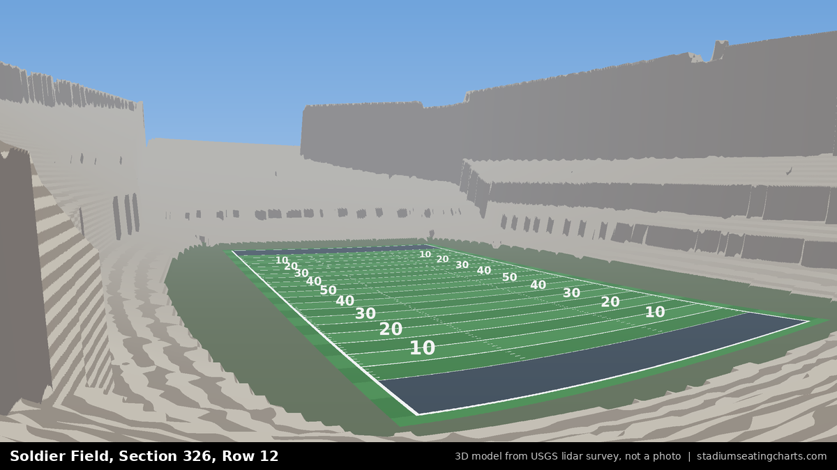 View from Soldier Field Section 326, Row 12, looking toward the field