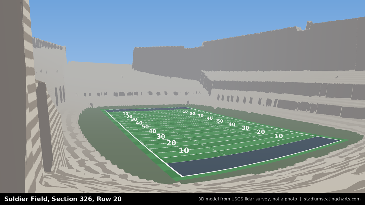 View from Soldier Field Section 326, Row 20, looking toward the field