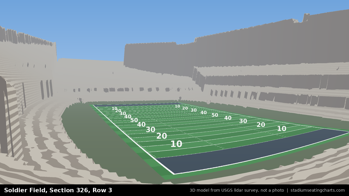 View from Soldier Field Section 326, Row 3, looking toward the field