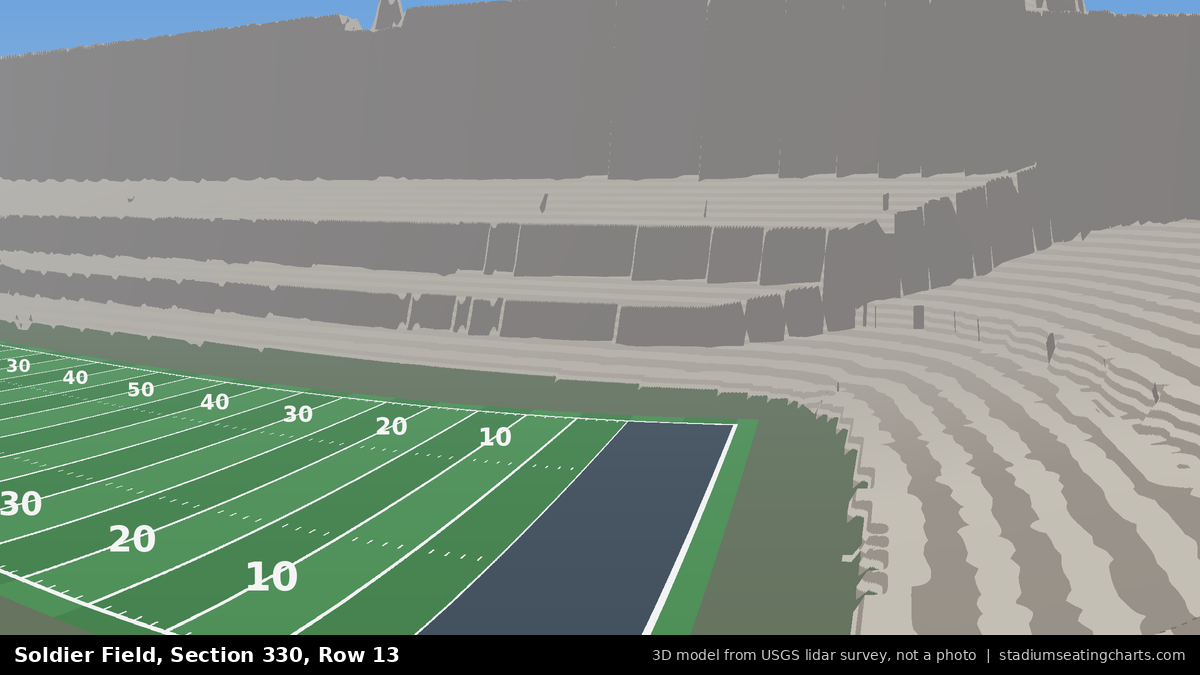 View from Soldier Field Section 330, Row 13, looking toward the field