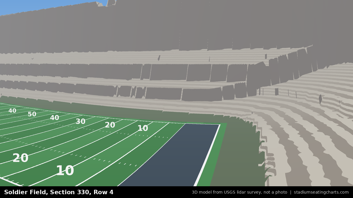 View from Soldier Field Section 330, Row 4, looking toward the field