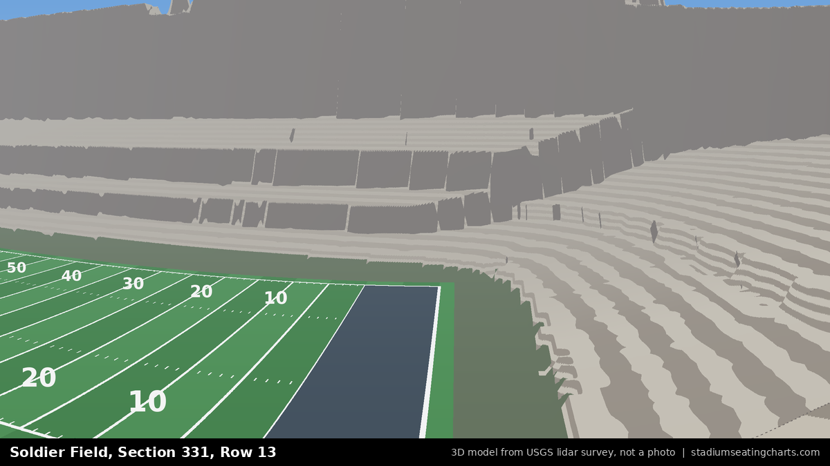 View from Soldier Field Section 331, Row 13, looking toward the field