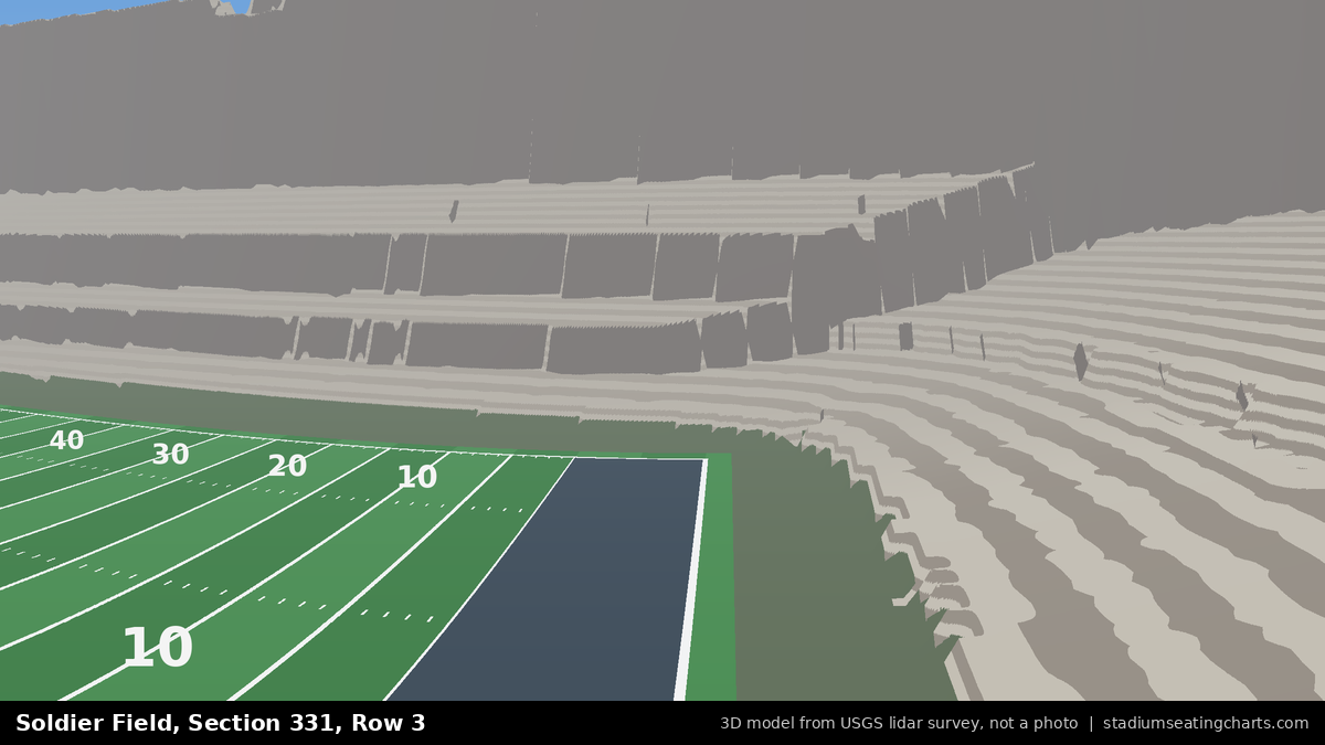 View from Soldier Field Section 331, Row 3, looking toward the field
