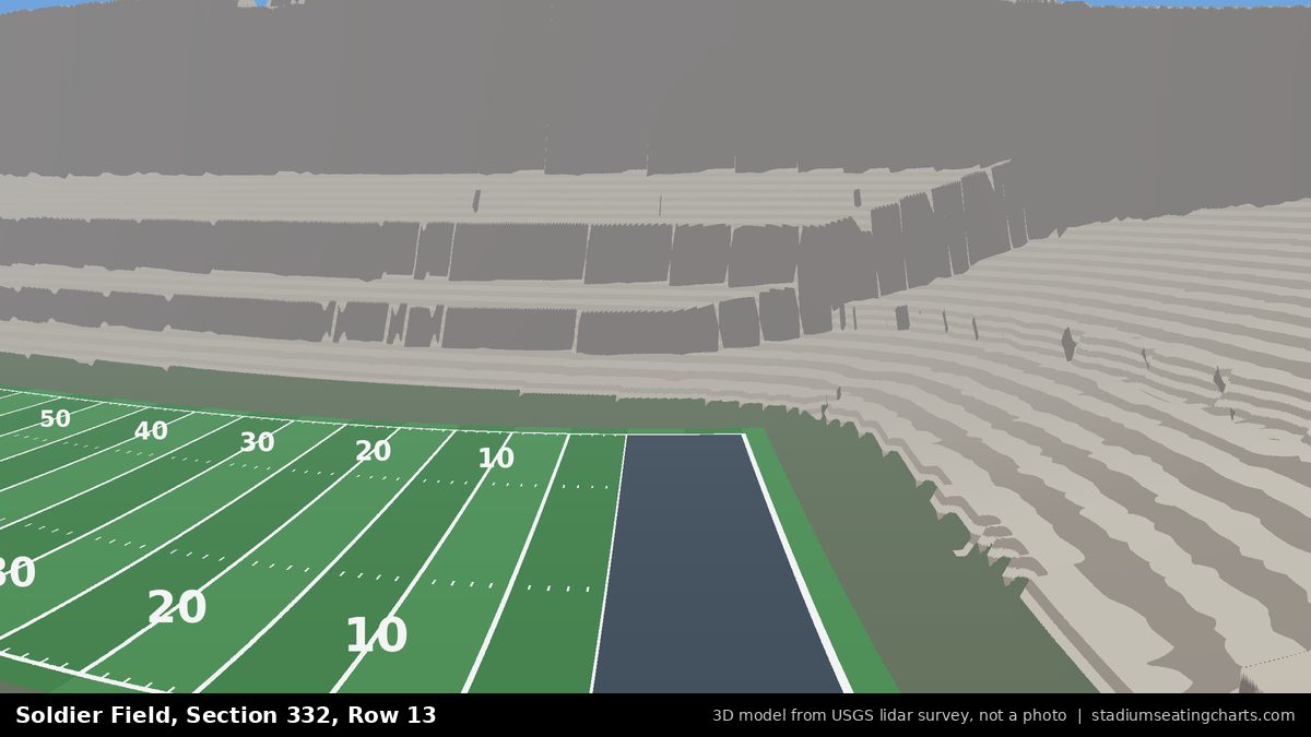View from Soldier Field Section 332, Row 13, looking toward the field