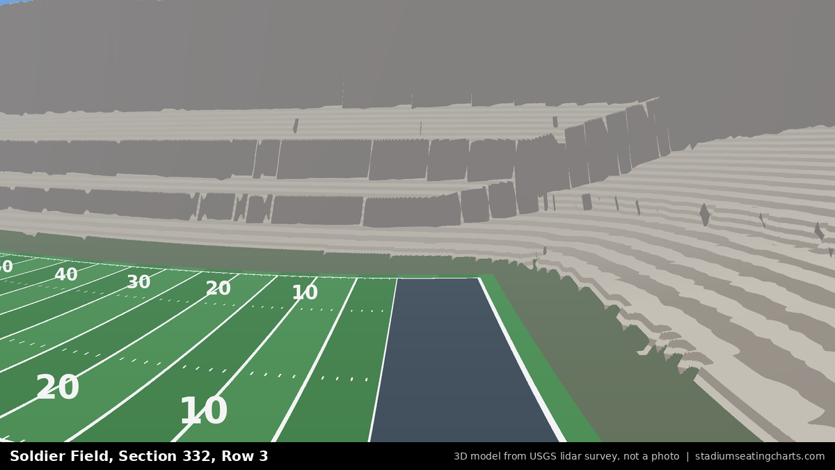 View from Soldier Field Section 332, Row 3, looking toward the field