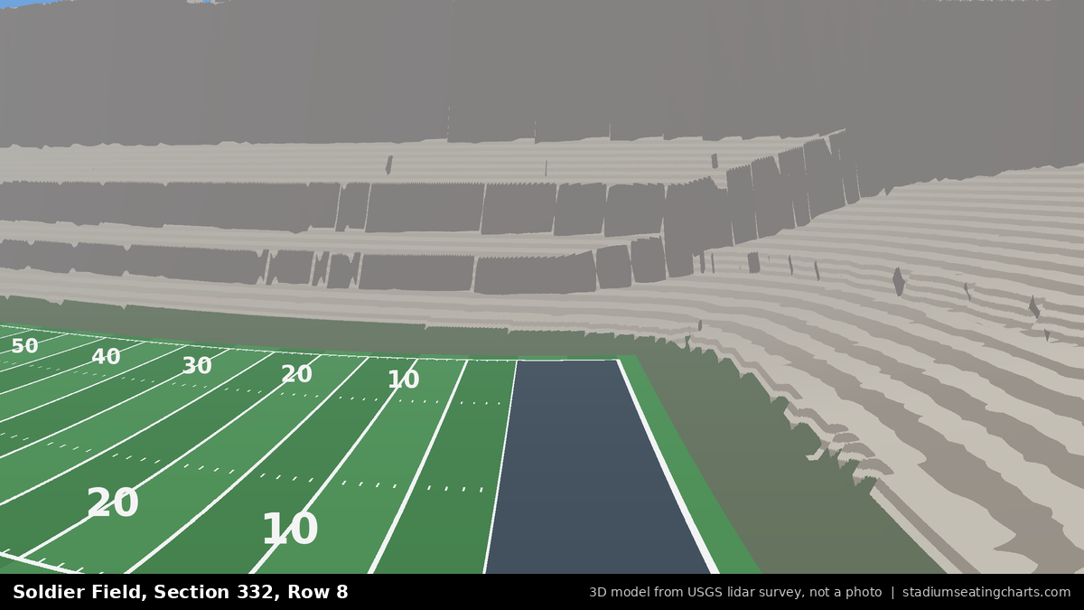 View from Soldier Field Section 332, Row 8, looking toward the field
