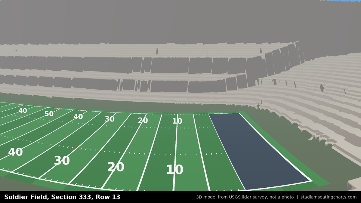 View from Soldier Field Section 333, Row 13, looking toward the field