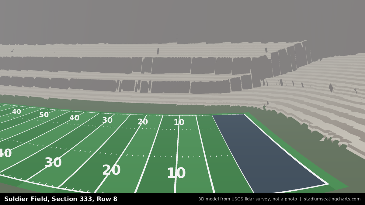 View from Soldier Field Section 333, Row 8, looking toward the field