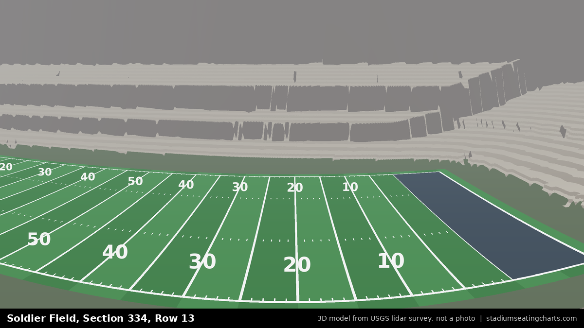 View from Soldier Field Section 334, Row 13, looking toward the field