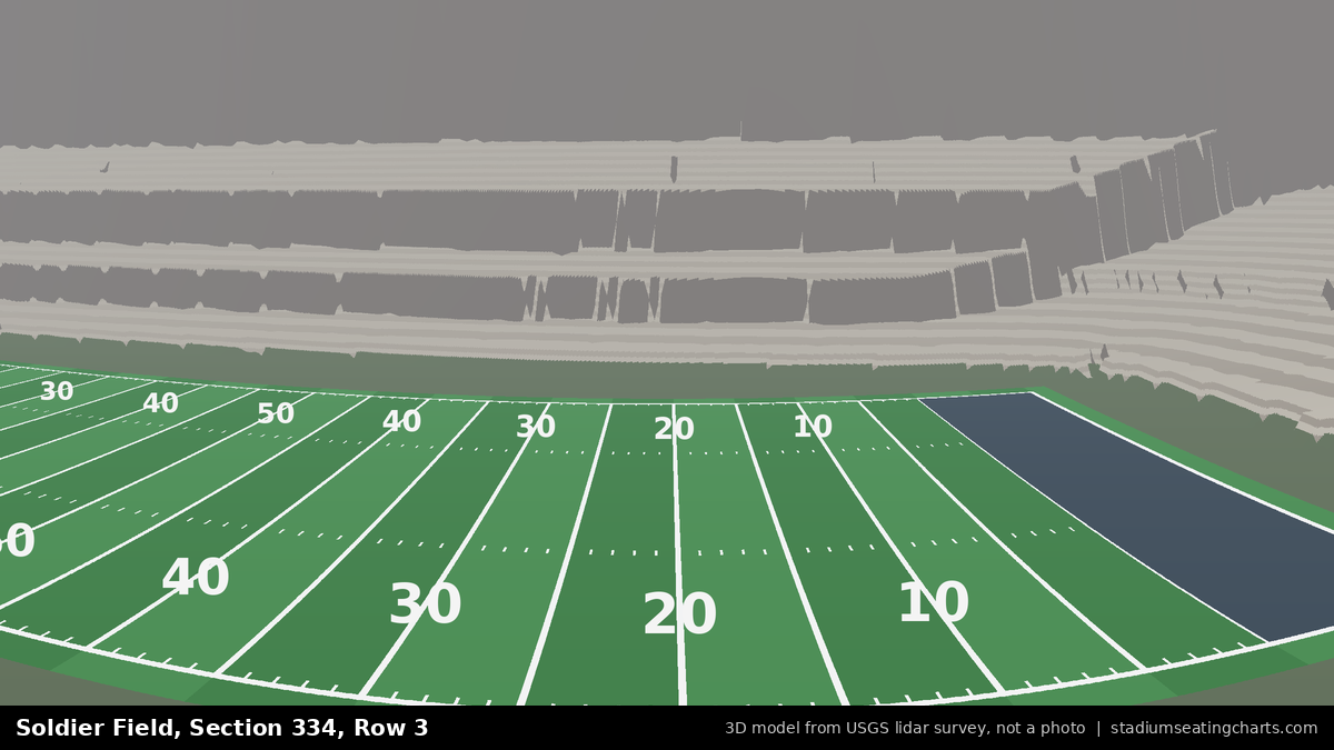 View from Soldier Field Section 334, Row 3, looking toward the field