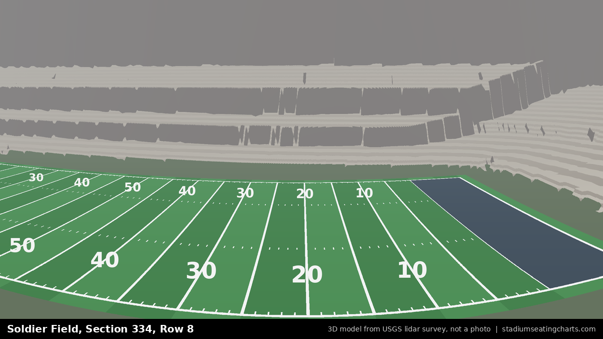 View from Soldier Field Section 334, Row 8, looking toward the field