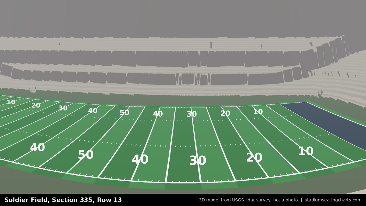 View from Soldier Field Section 335, Row 13, looking toward the field
