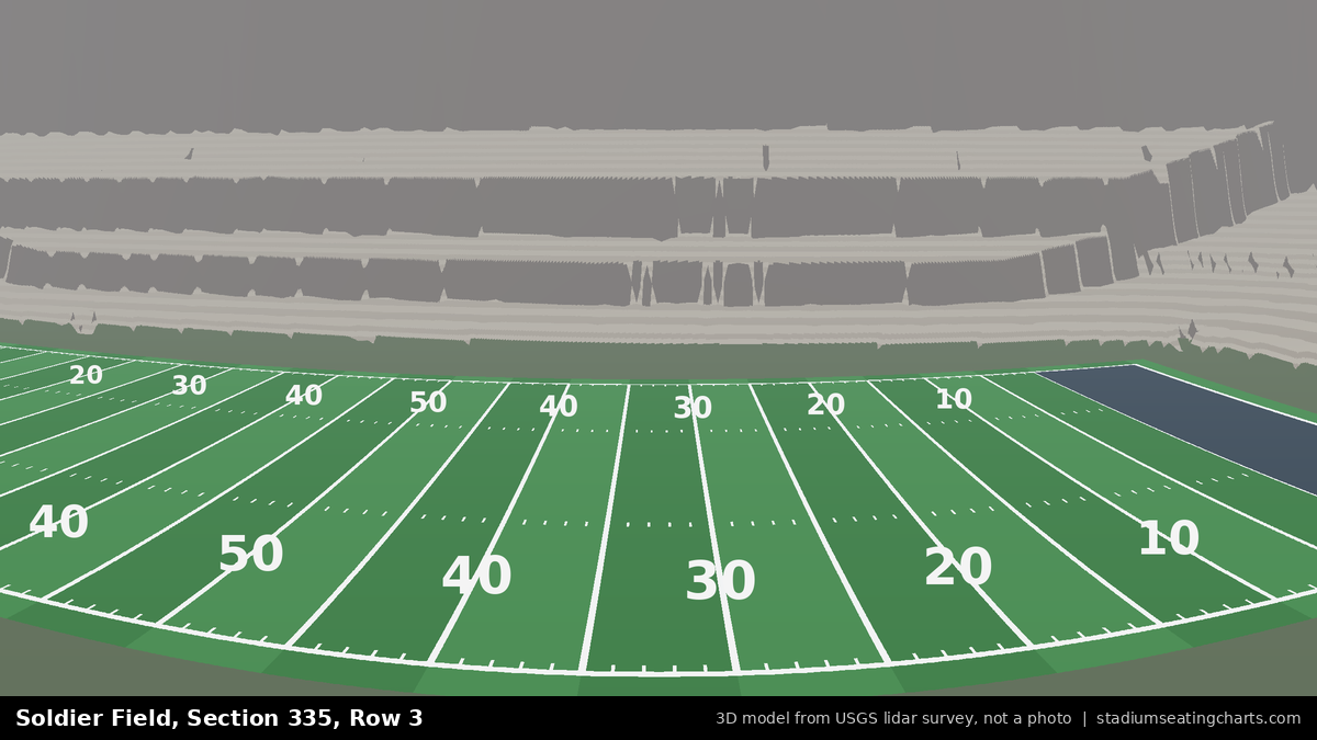 View from Soldier Field Section 335, Row 3, looking toward the field
