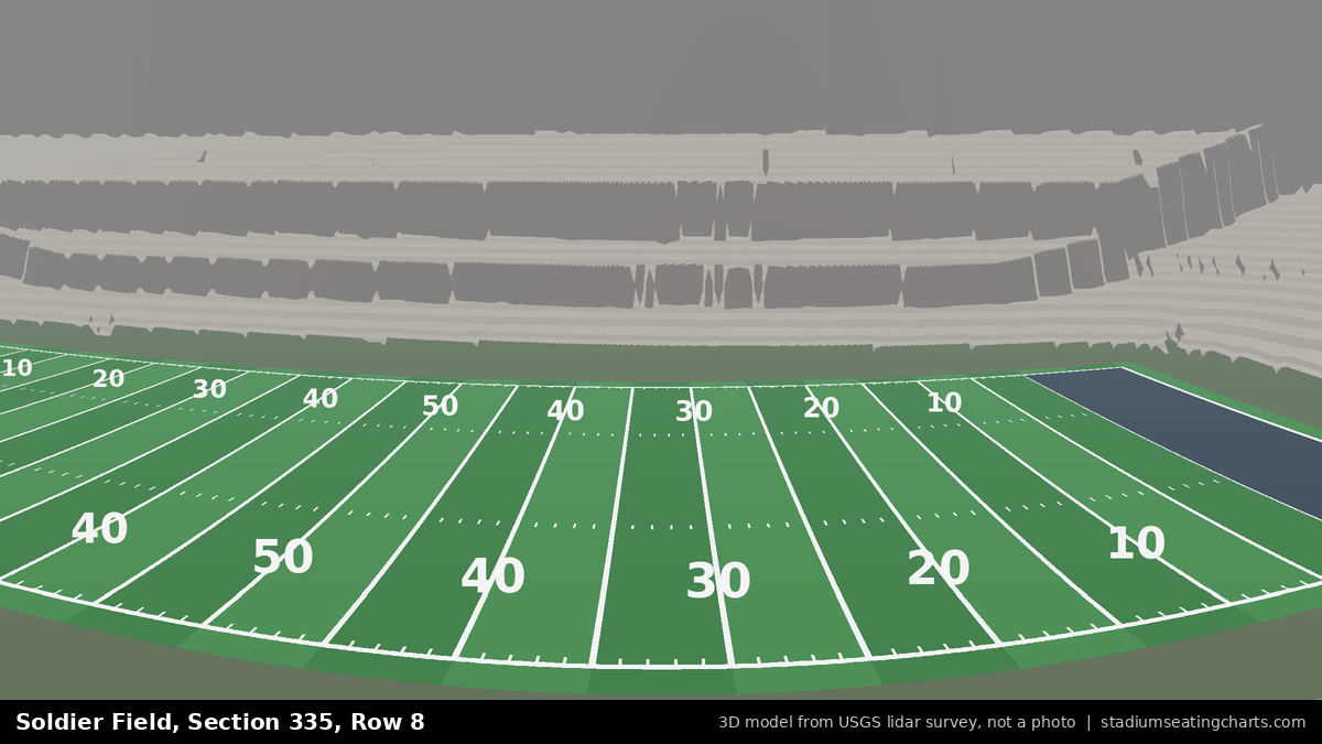 View from Soldier Field Section 335, Row 8, looking toward the field