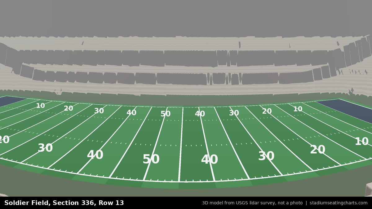 View from Soldier Field Section 336, Row 13, looking toward the field