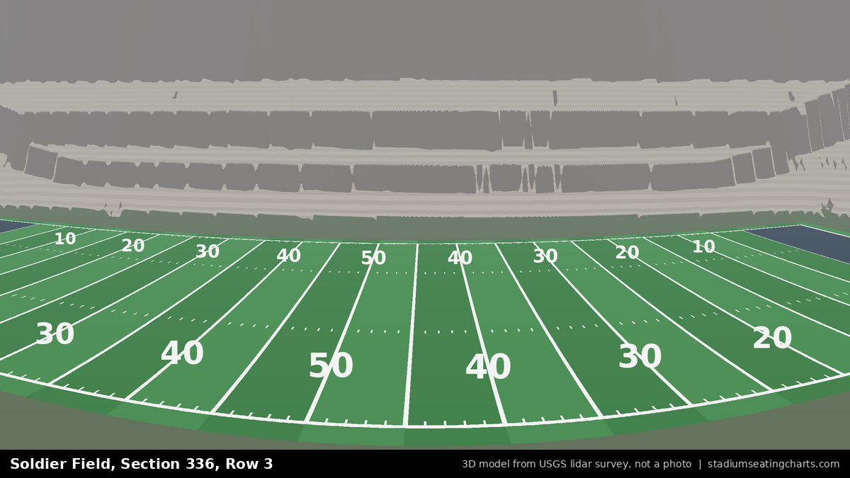 View from Soldier Field Section 336, Row 3, looking toward the field