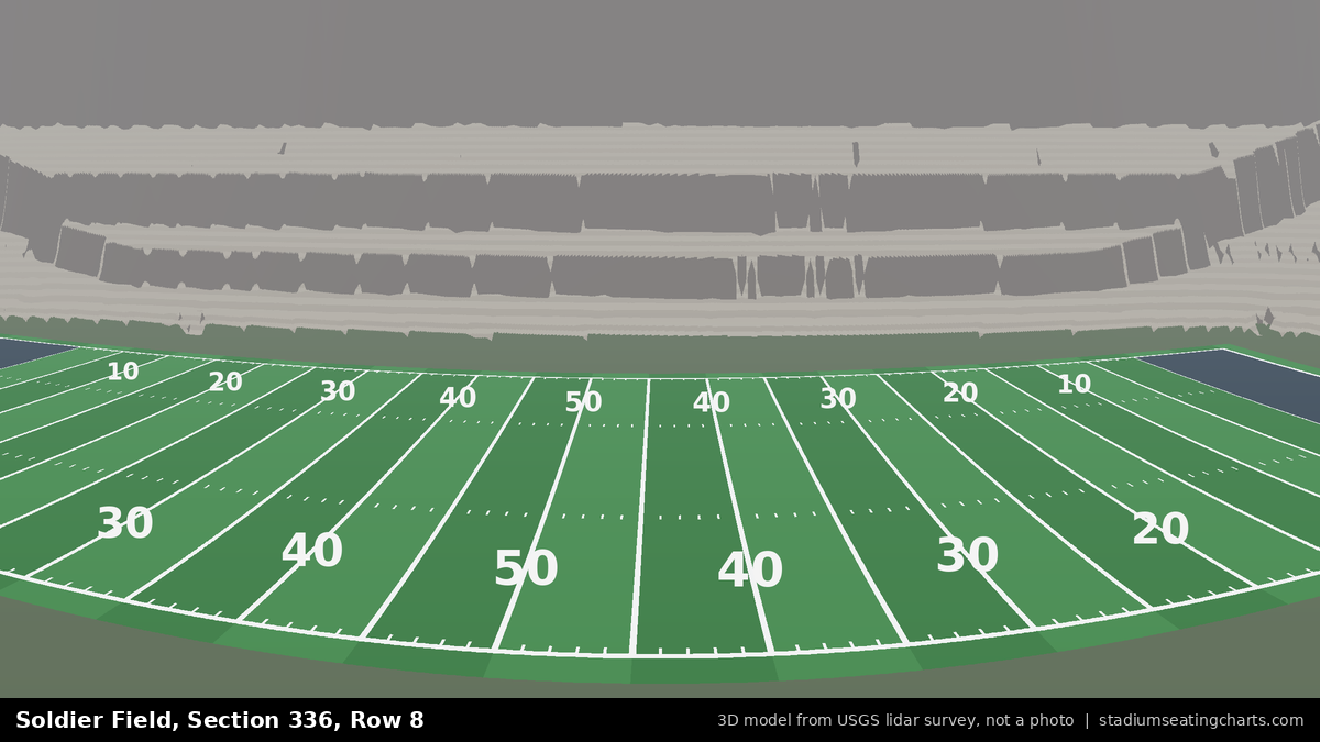 View from Soldier Field Section 336, Row 8, looking toward the field