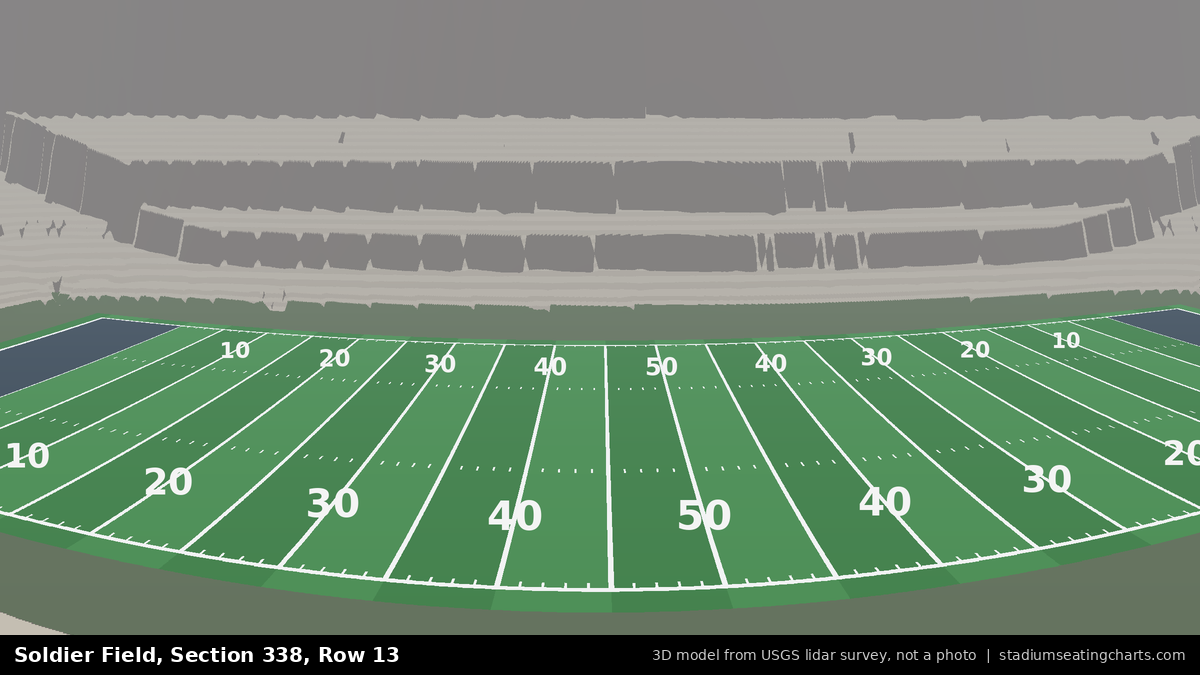 View from Soldier Field Section 338, Row 13, looking toward the field