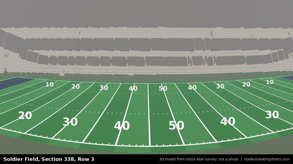 View from Soldier Field Section 338, Row 3, looking toward the field