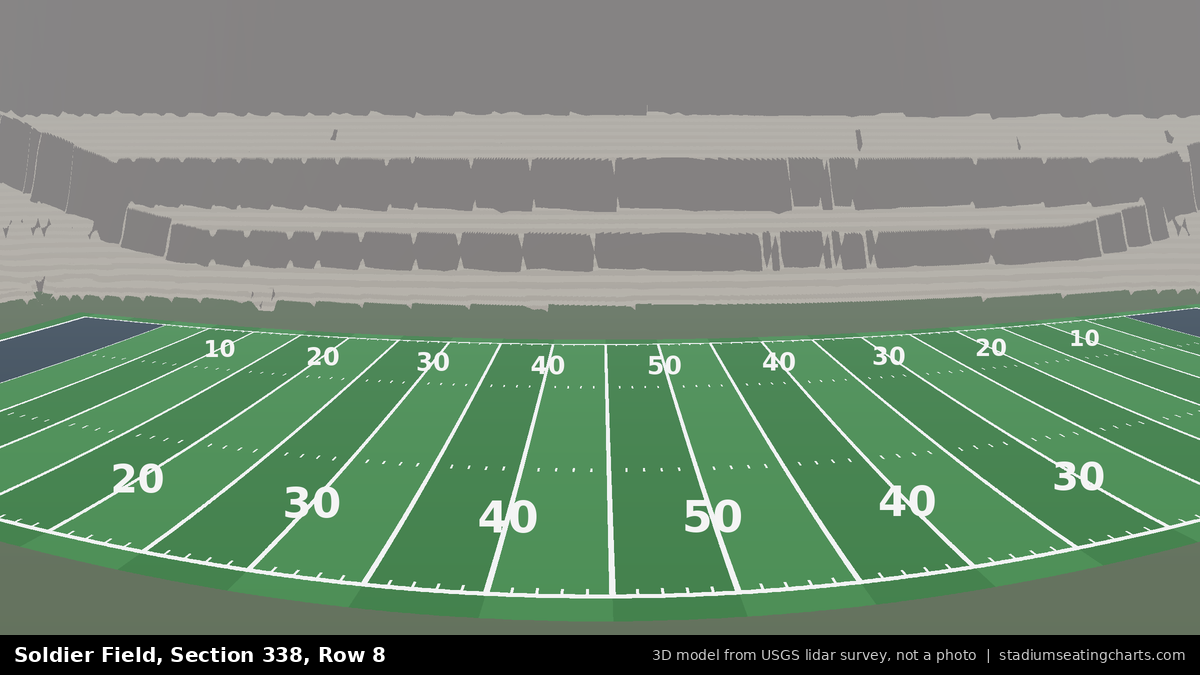 View from Soldier Field Section 338, Row 8, looking toward the field