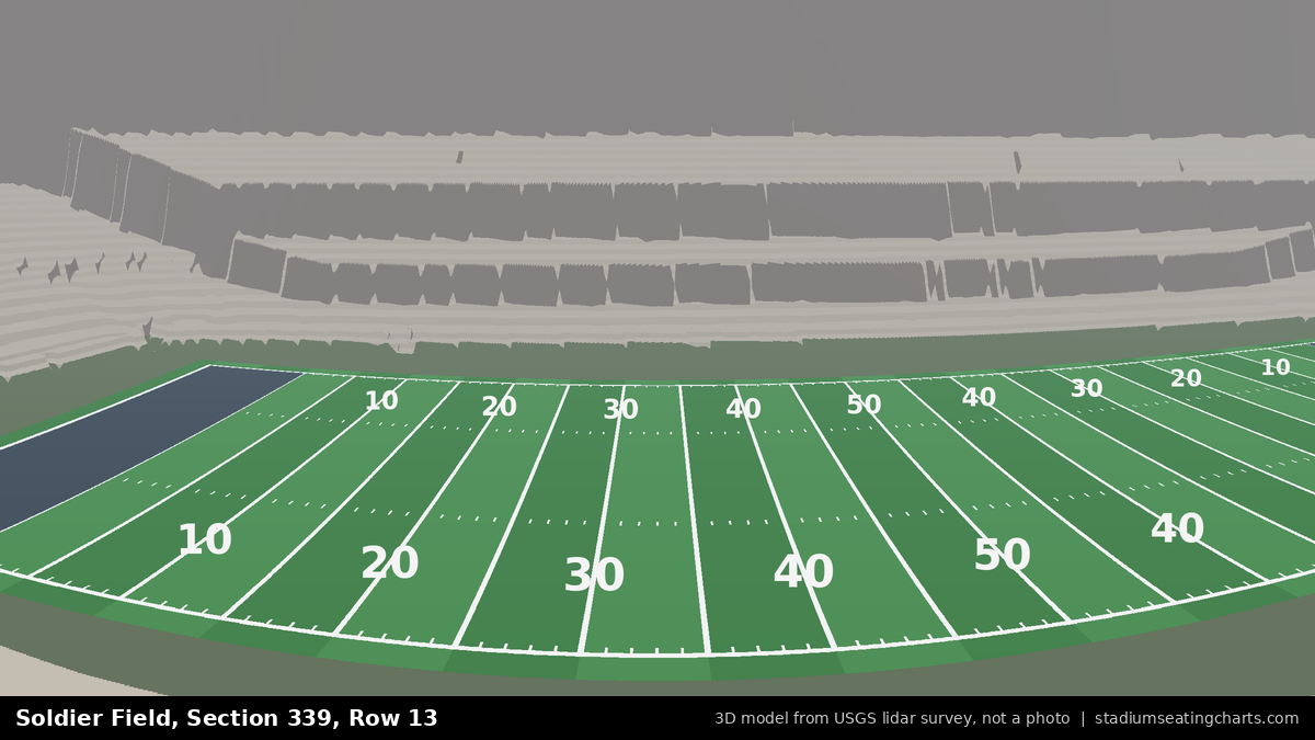 View from Soldier Field Section 339, Row 13, looking toward the field