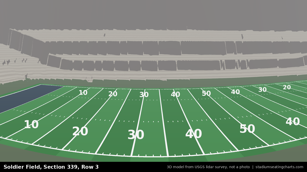 View from Soldier Field Section 339, Row 3, looking toward the field