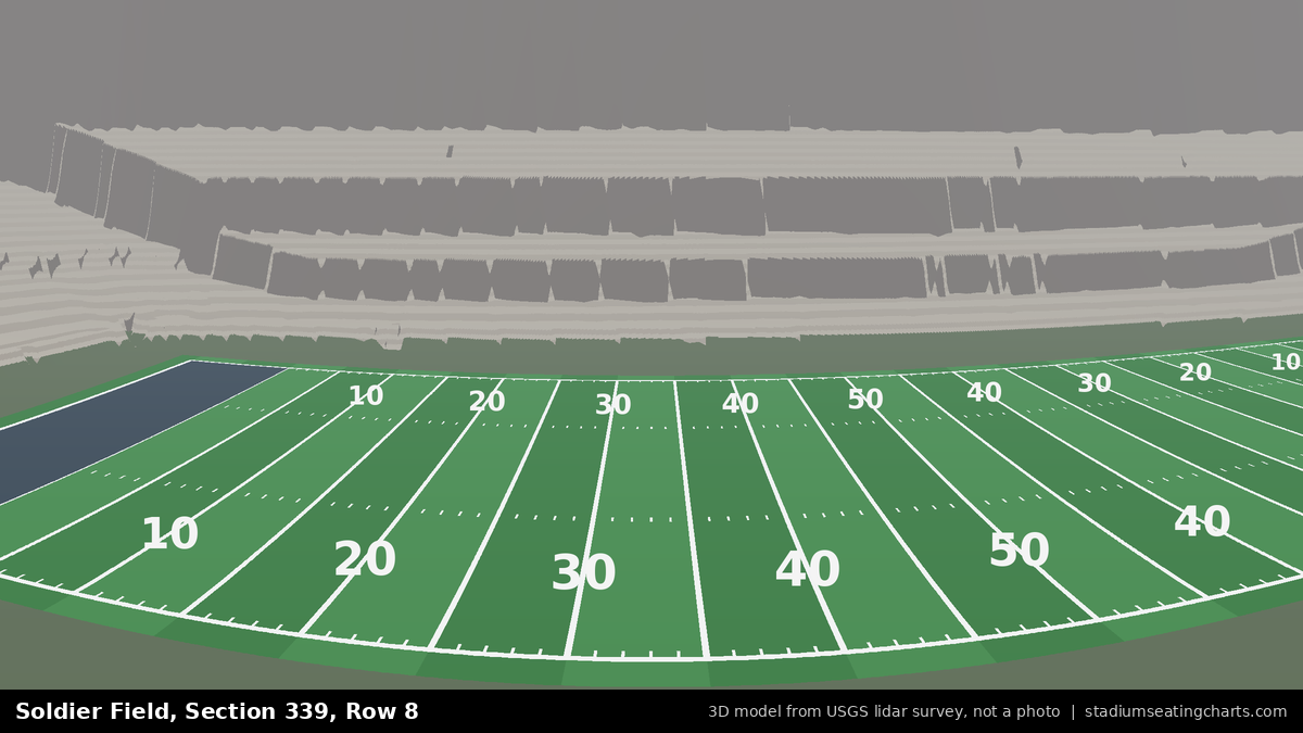 View from Soldier Field Section 339, Row 8, looking toward the field