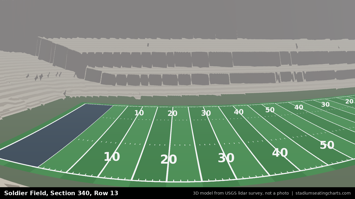 View from Soldier Field Section 340, Row 13, looking toward the field