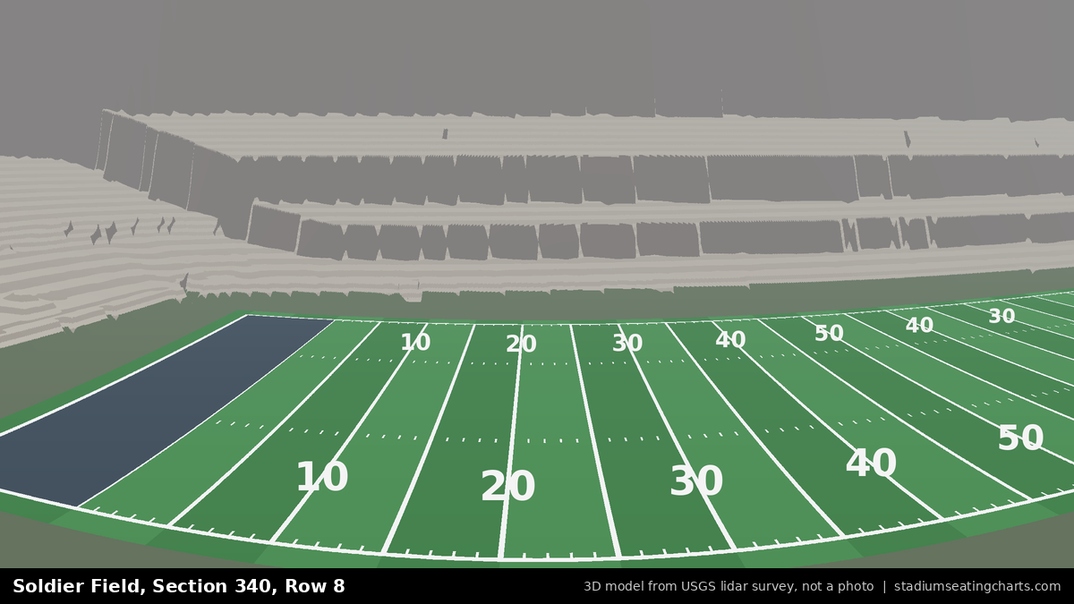 View from Soldier Field Section 340, Row 8, looking toward the field
