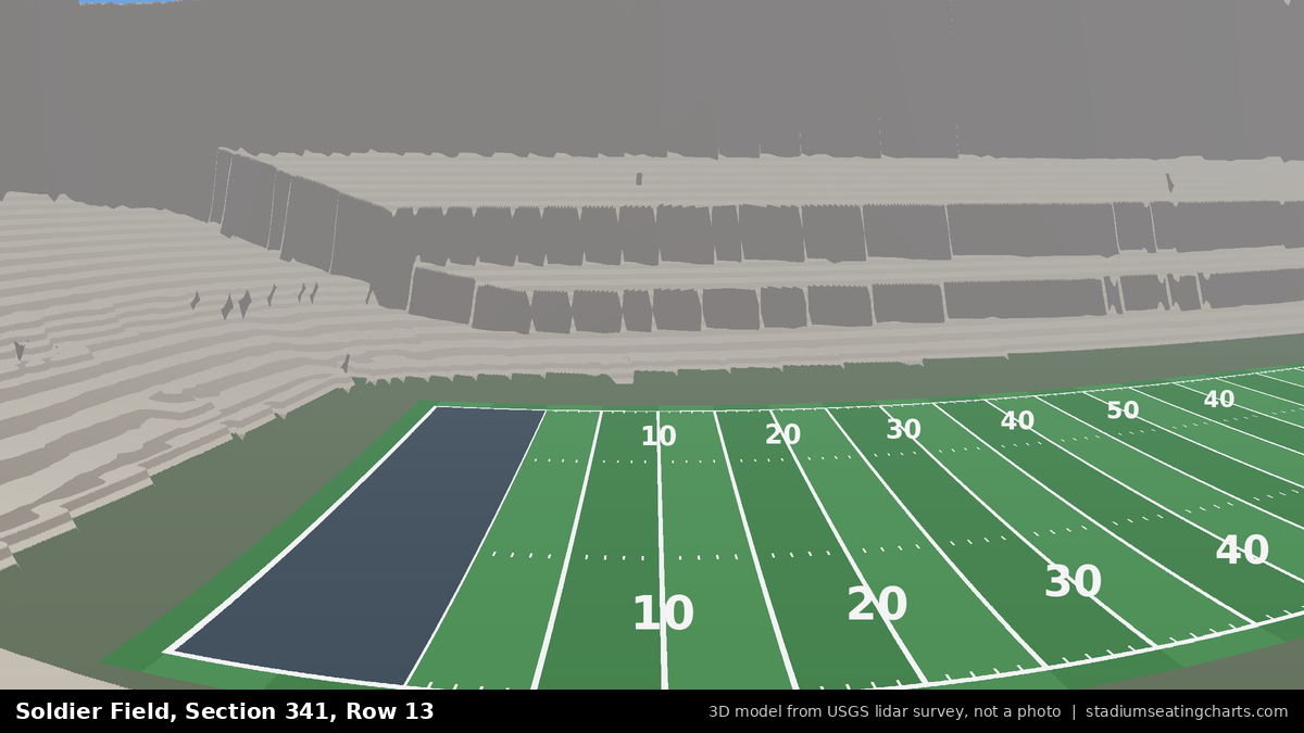 View from Soldier Field Section 341, Row 13, looking toward the field