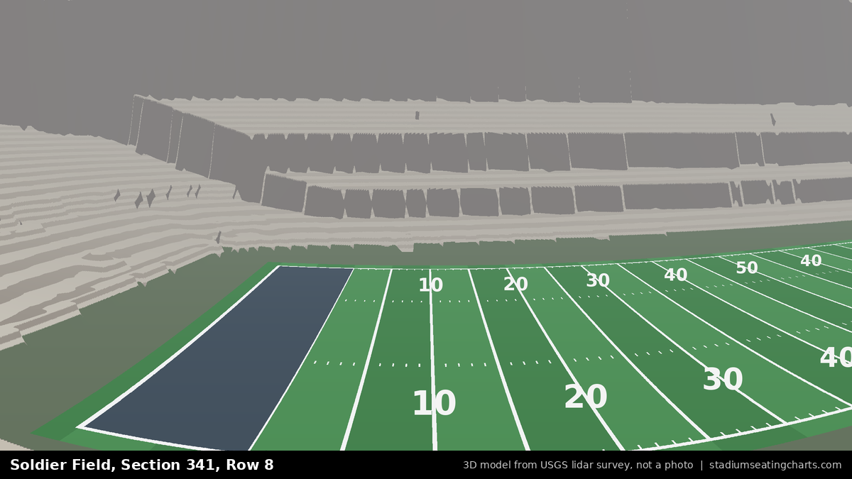 View from Soldier Field Section 341, Row 8, looking toward the field