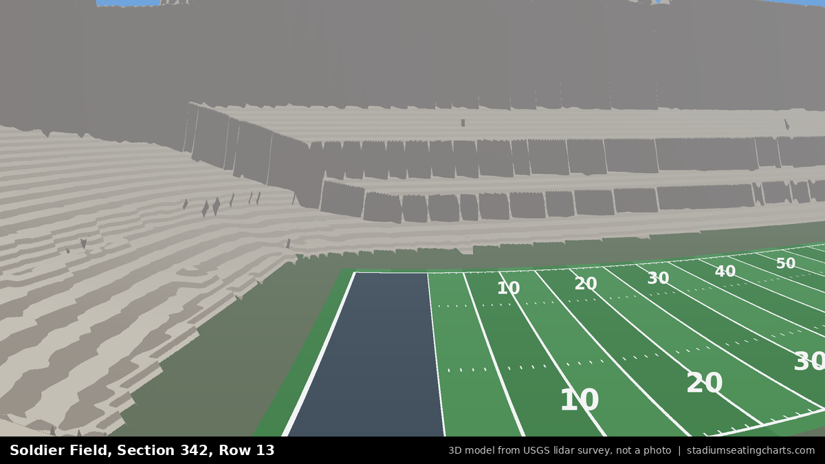 View from Soldier Field Section 342, Row 13, looking toward the field