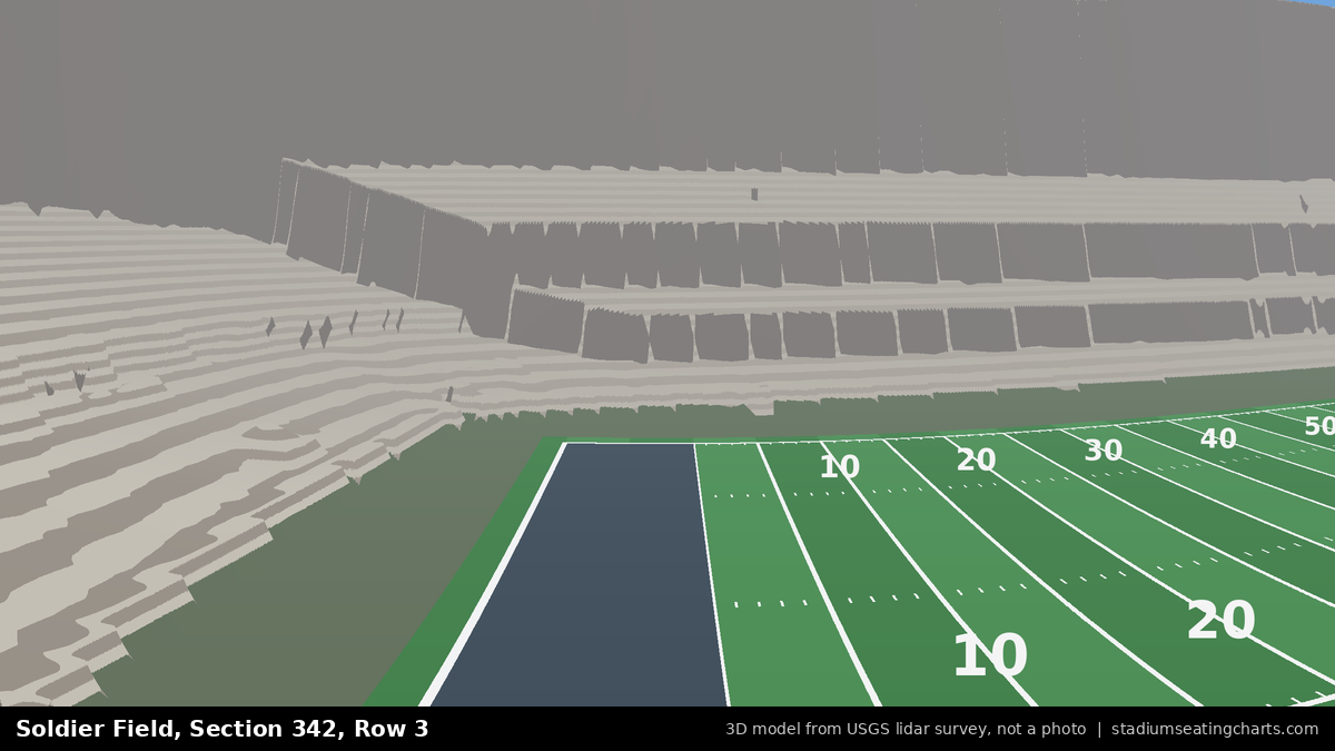 View from Soldier Field Section 342, Row 3, looking toward the field