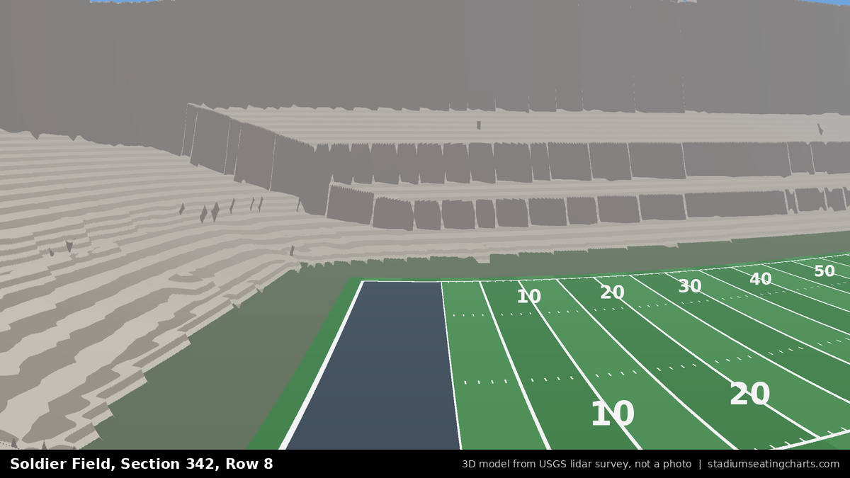 View from Soldier Field Section 342, Row 8, looking toward the field