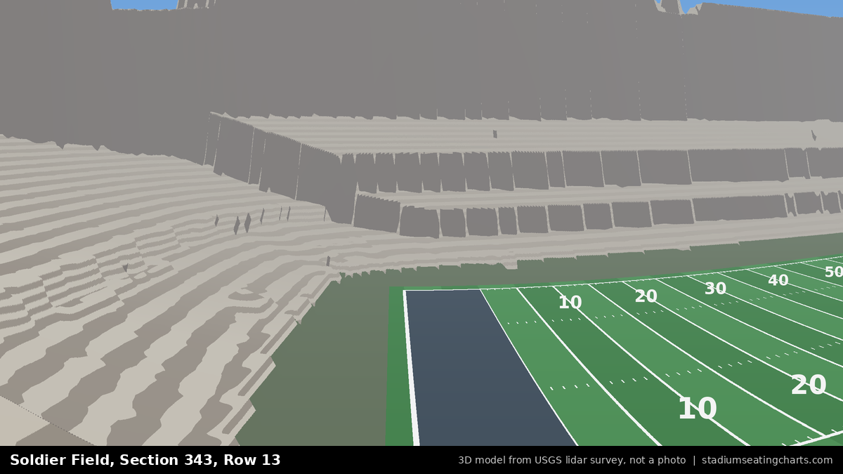 View from Soldier Field Section 343, Row 13, looking toward the field