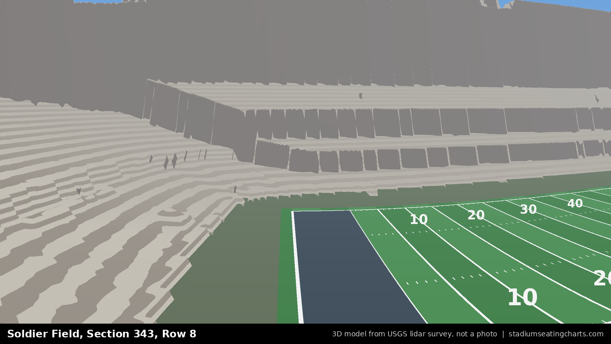 View from Soldier Field Section 343, Row 8, looking toward the field
