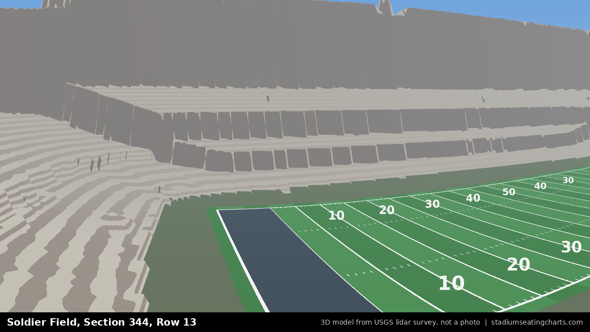 View from Soldier Field Section 344, Row 13, looking toward the field