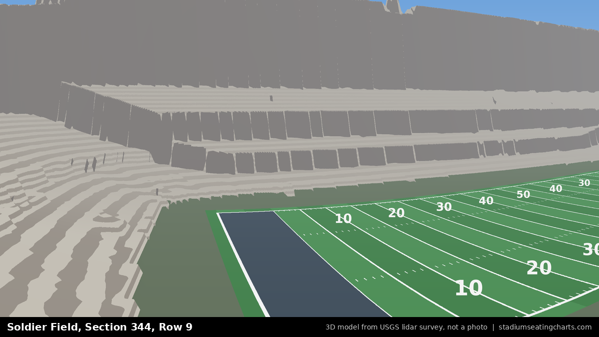View from Soldier Field Section 344, Row 9, looking toward the field