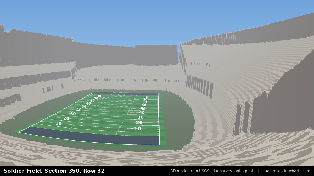 View from Soldier Field Section 350, Row 32, looking toward the field