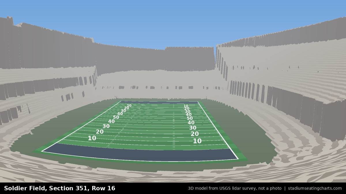 View from Soldier Field Section 351, Row 16, looking toward the field