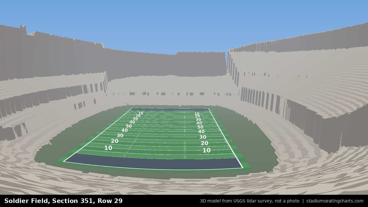 View from Soldier Field Section 351, Row 29, looking toward the field