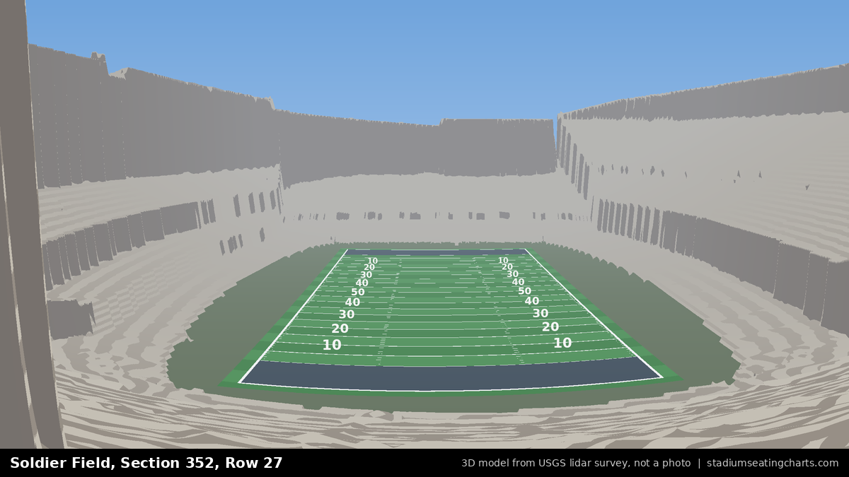 View from Soldier Field Section 352, Row 27, looking toward the field