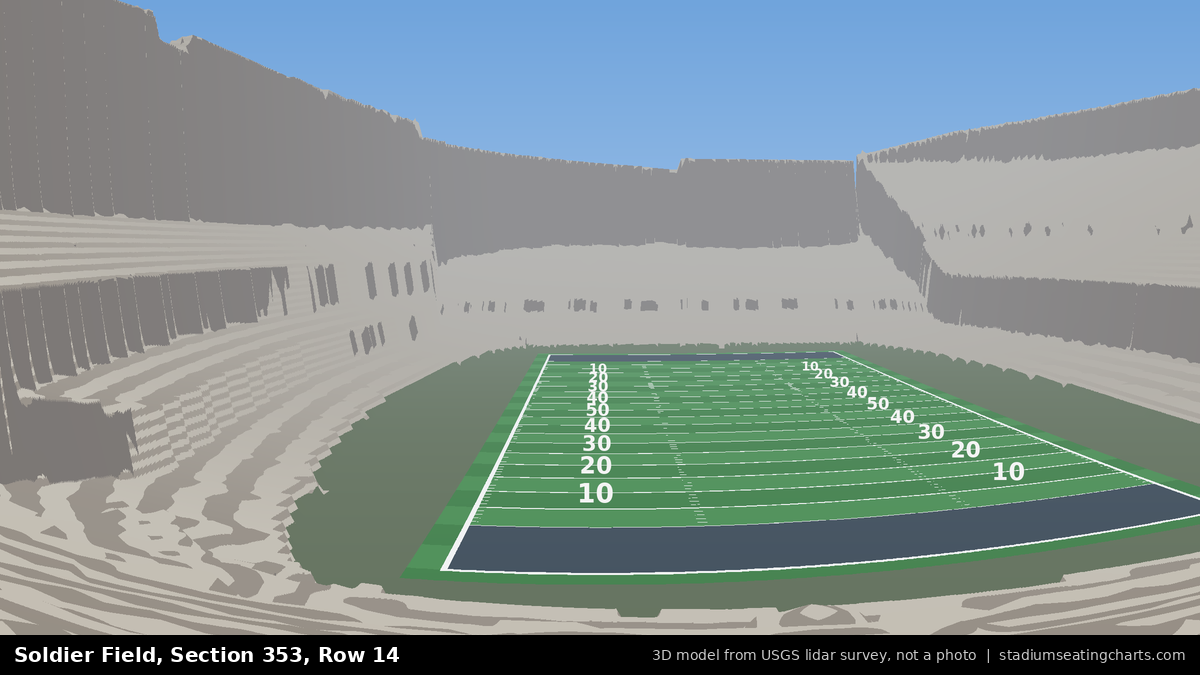 View from Soldier Field Section 353, Row 14, looking toward the field