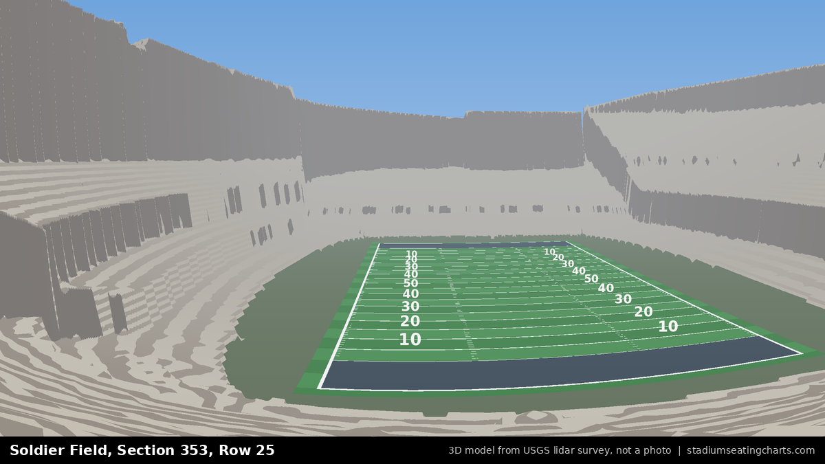 View from Soldier Field Section 353, Row 25, looking toward the field