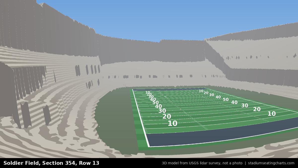 View from Soldier Field Section 354, Row 13, looking toward the field