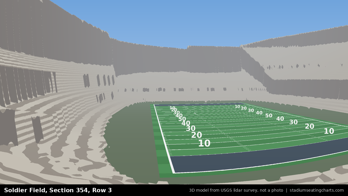 View from Soldier Field Section 354, Row 3, looking toward the field