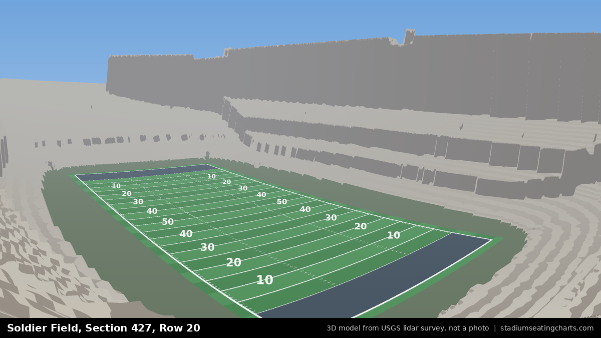 View from Soldier Field Section 427, Row 20, looking toward the field